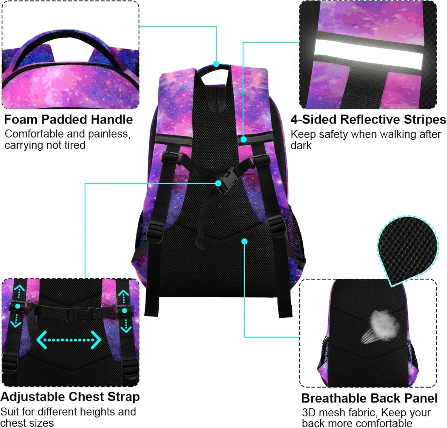 ALAZA Wolf Print Galaxy Starry Sky Animal Backpack Purse for Women Men Personalized Laptop Notebook Tablet School Bag Stylish Casual Daypack, 13 14 15.6 inch