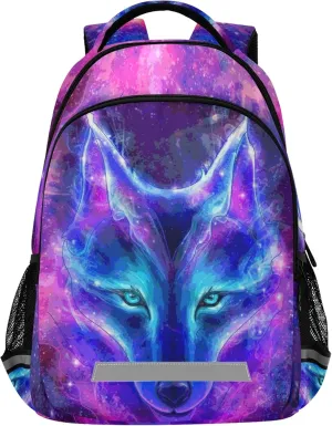 ALAZA Wolf Print Galaxy Starry Sky Animal Backpack Purse for Women Men Personalized Laptop Notebook Tablet School Bag Stylish Casual Daypack, 13 14 15.6 inch