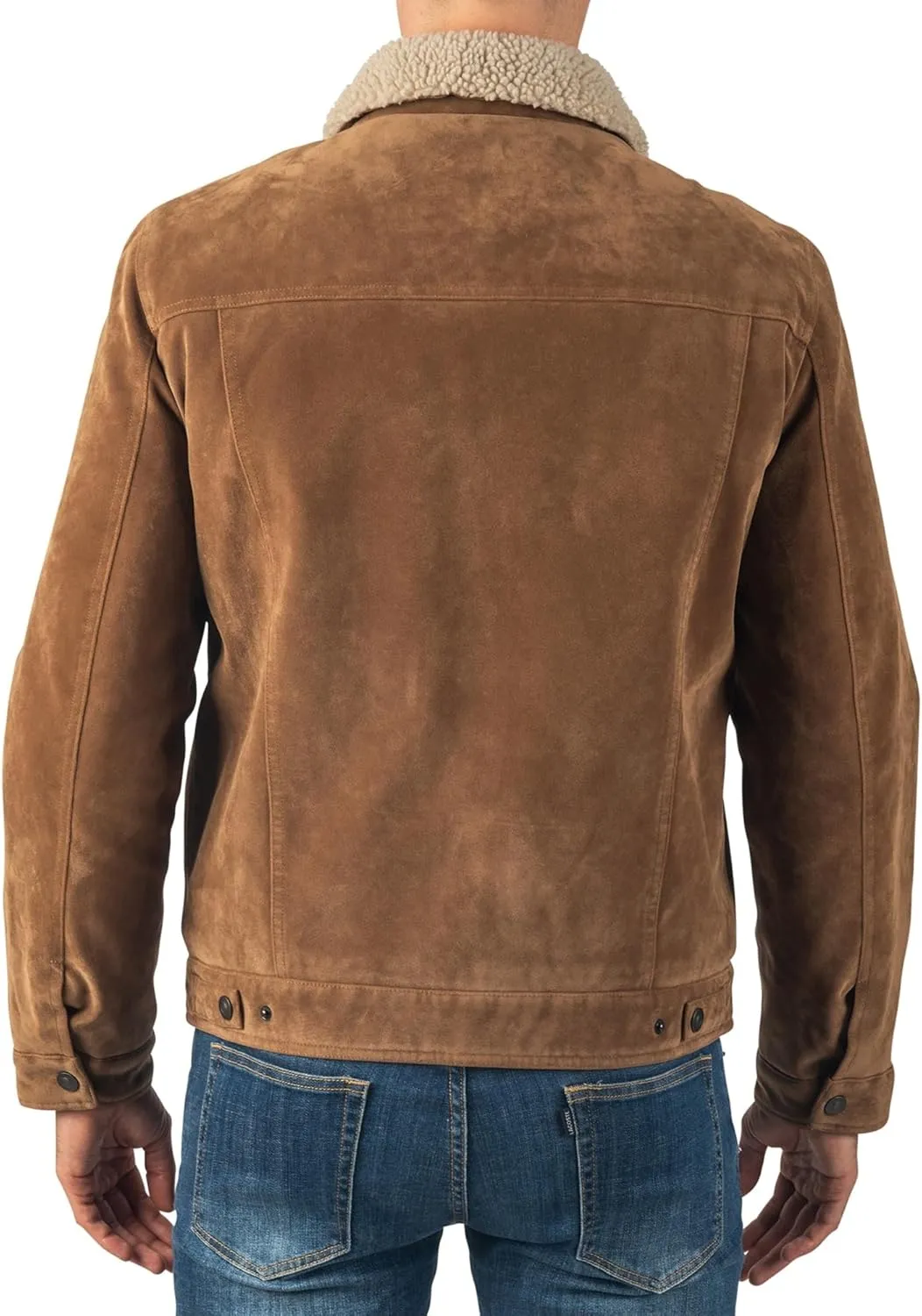 Alpine Swiss Aaron Mens Trucker Jacket Sherpa Collar Vegan Leather Warm Casual Coat