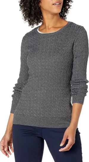 Amazon Essentials Women's Lightweight Long-Sleeve Cable Crewneck Sweater (Available in Plus Size)