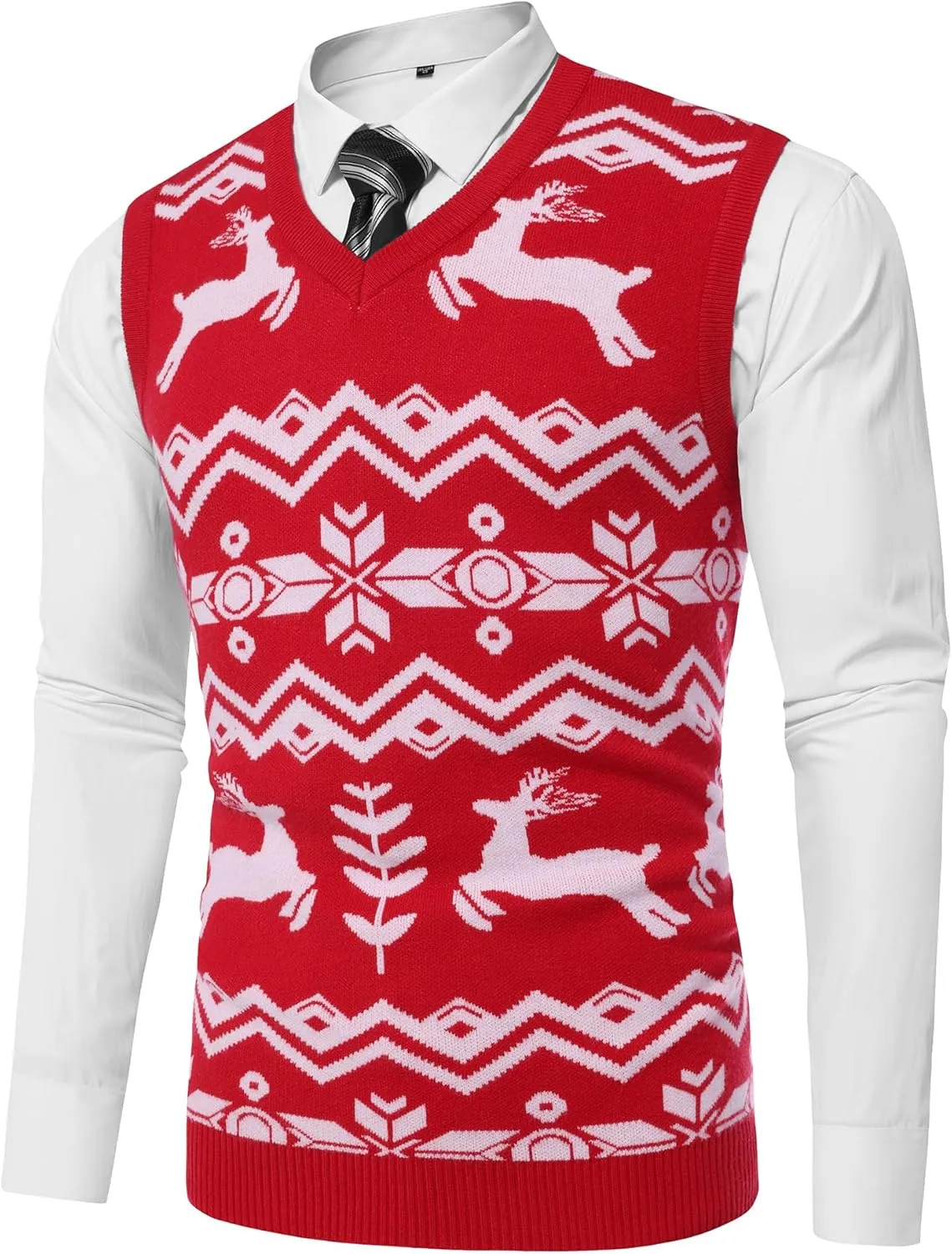 Amussiar Men's Casual Sweater Vest V-Neck Slim Fit Sleeveless Sweater Knitted Pullover Vest