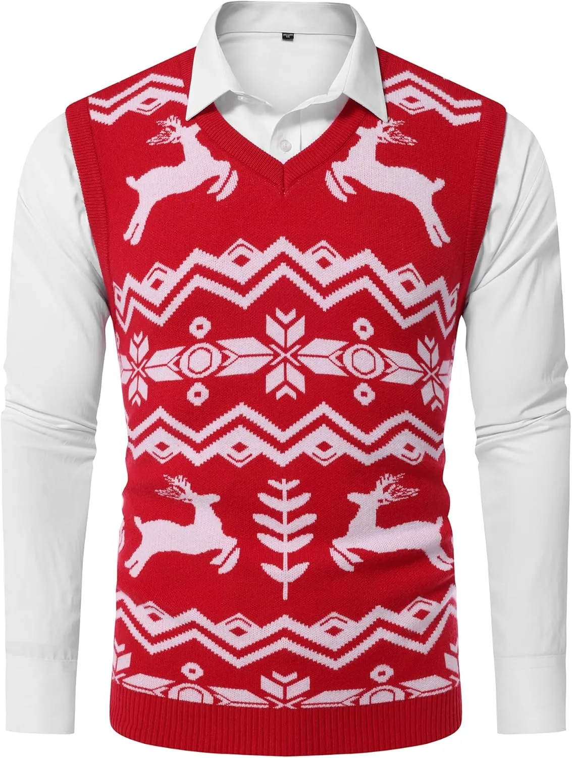 Amussiar Men's Casual Sweater Vest V-Neck Slim Fit Sleeveless Sweater Knitted Pullover Vest