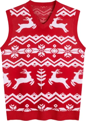 Amussiar Men's Casual Sweater Vest V-Neck Slim Fit Sleeveless Sweater Knitted Pullover Vest