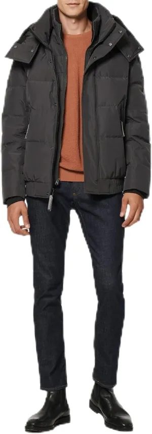 Andrew Marc Men's Short Quilted Inner Bib Attached Down Fill Phoenix Down Bomber Hybrid