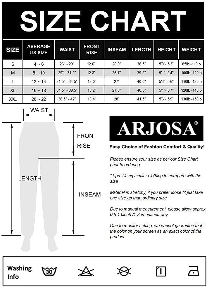 ARJOSA Women's Yoga Harem Pants Flare Loose Baggy Wide Leg Lounge Pajama Bottoms