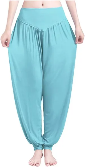 ARJOSA Women's Yoga Harem Pants Flare Loose Baggy Wide Leg Lounge Pajama Bottoms