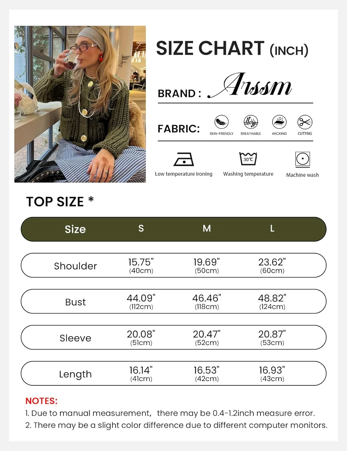 Arssm Womens Cropped Cardigan Sweaters Chunky Open Front Button Down Knit Sweater Long Sleeve Loose Cardigan Outerwear