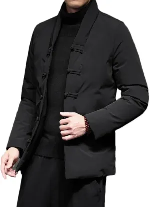 Autumn Winter Men Chinese Style Parka Mens Retro Cotton-Padded Jacket Male Warm Chinese Button Vintage Coats