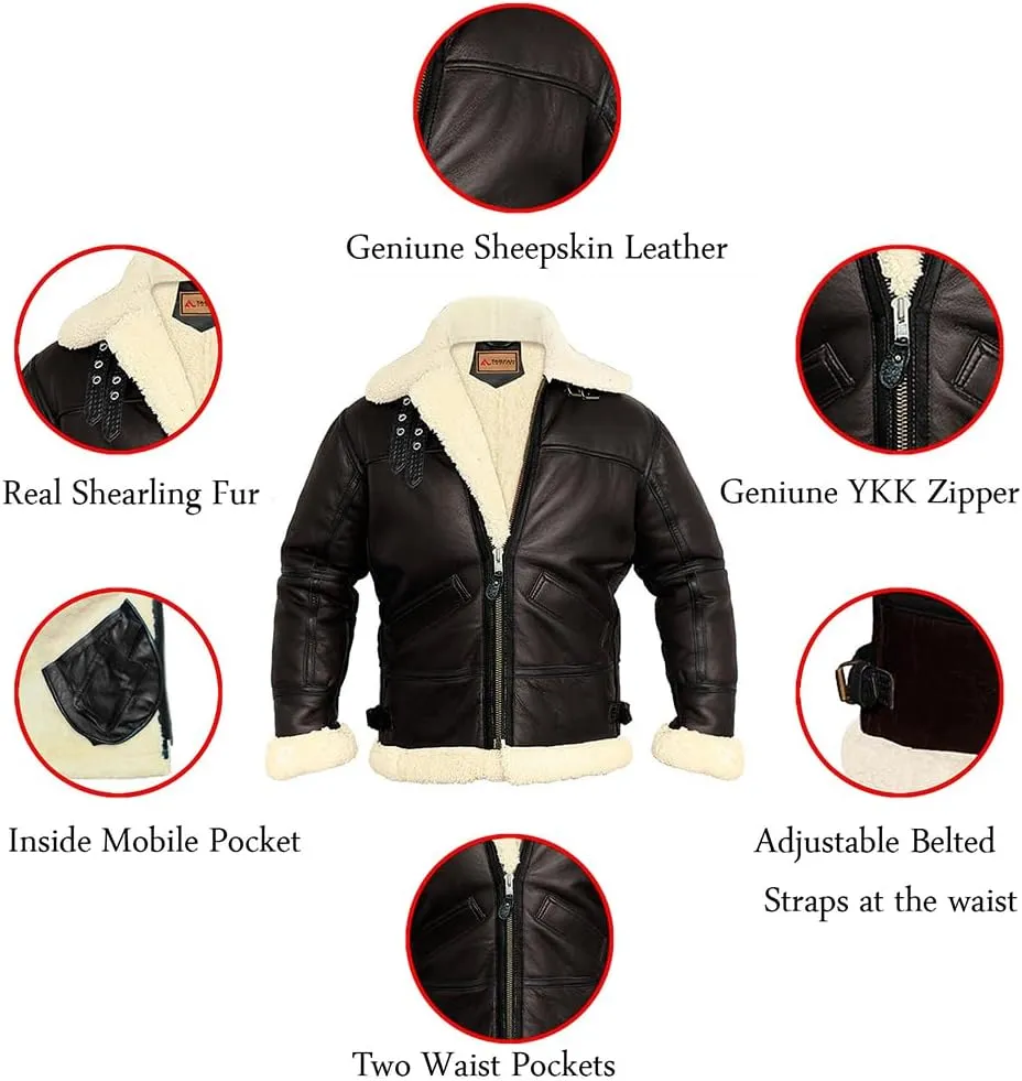 B3 Bomber Jacket - B3 Bomber Jacket Real Shearling Men - RAF Bomber Ginger - Mens Aviator Jacket