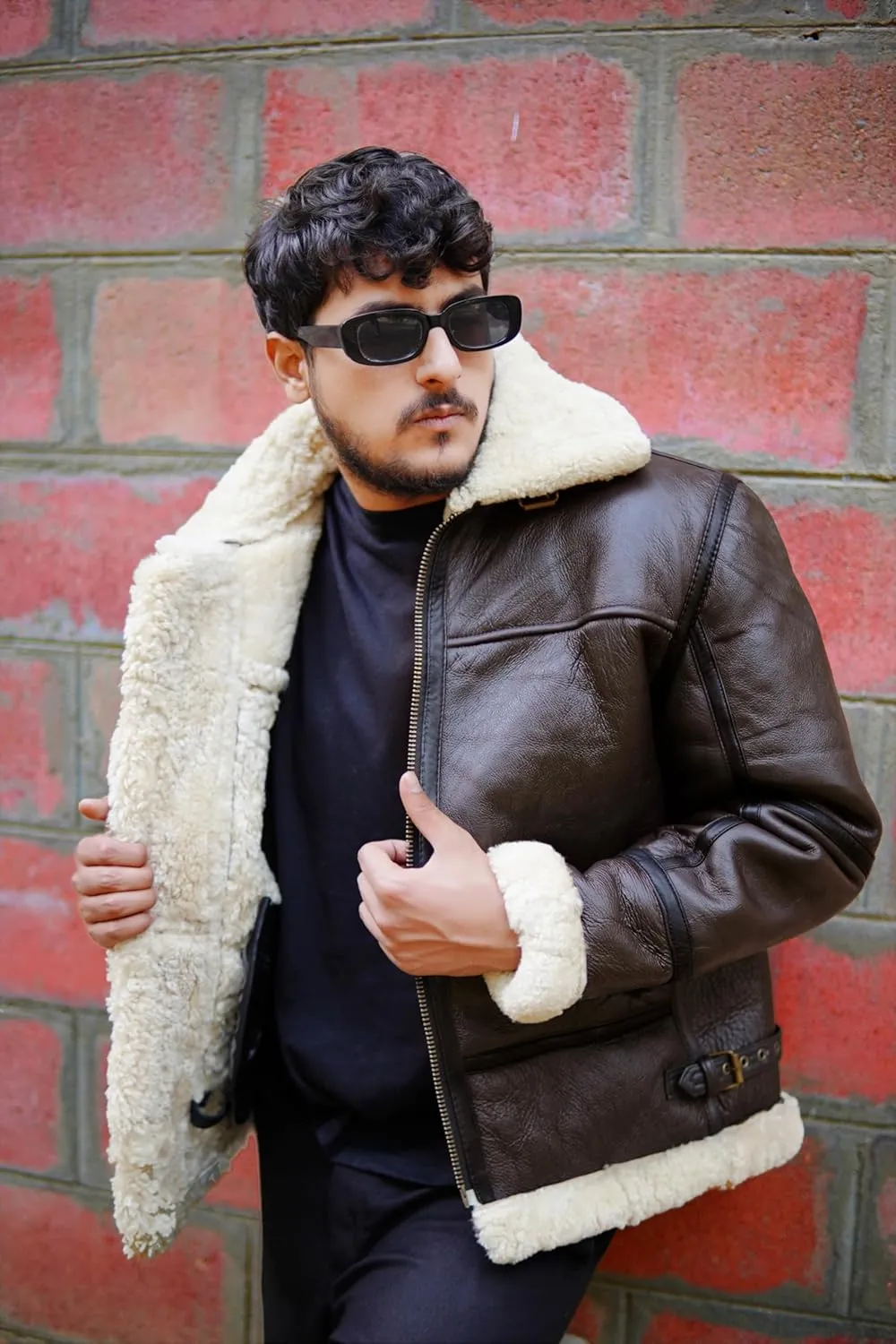 B3 Bomber Jacket - B3 Bomber Jacket Real Shearling Men - RAF Bomber Ginger - Mens Aviator Jacket