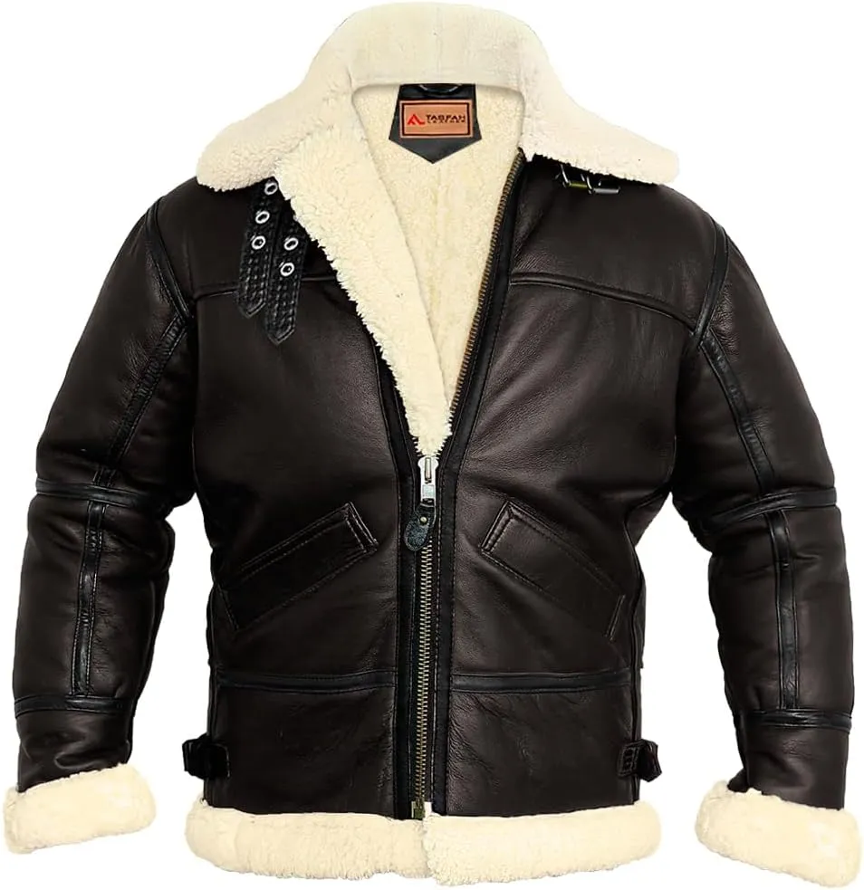 B3 Bomber Jacket - B3 Bomber Jacket Real Shearling Men - RAF Bomber Ginger - Mens Aviator Jacket