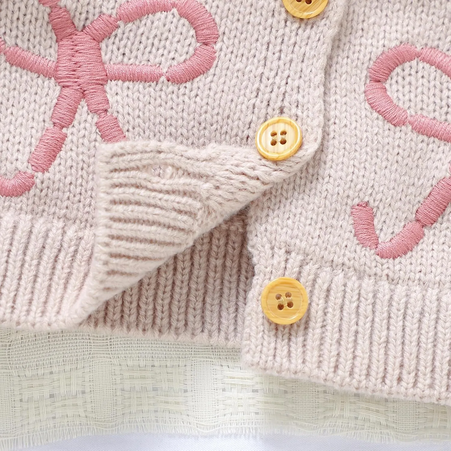 Baby Girl Cardigan Knit Sweater Animal Embroidery Chunky Coat Doll Collar Knitwear Toddler Infant Spring Clothes