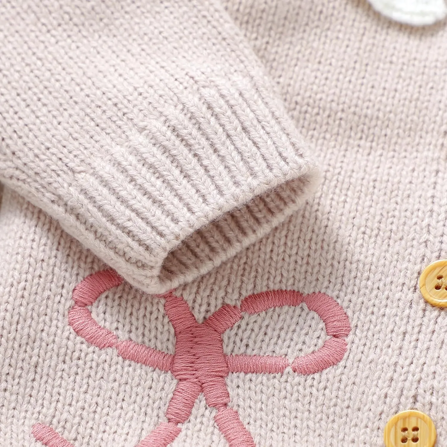 Baby Girl Cardigan Knit Sweater Animal Embroidery Chunky Coat Doll Collar Knitwear Toddler Infant Spring Clothes