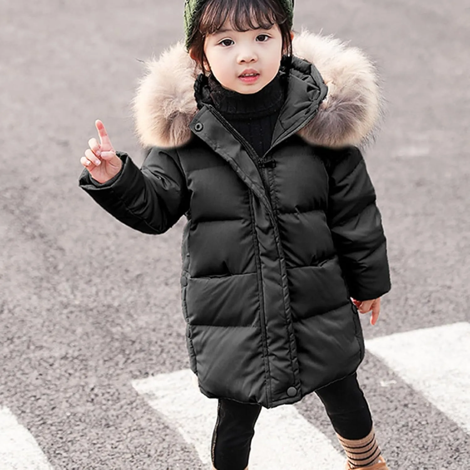 Baby Girls Boys Kids Down Jacket Coat Down Feather Winter Warm Hooded Puffer Jacket Todder Down Outerwear