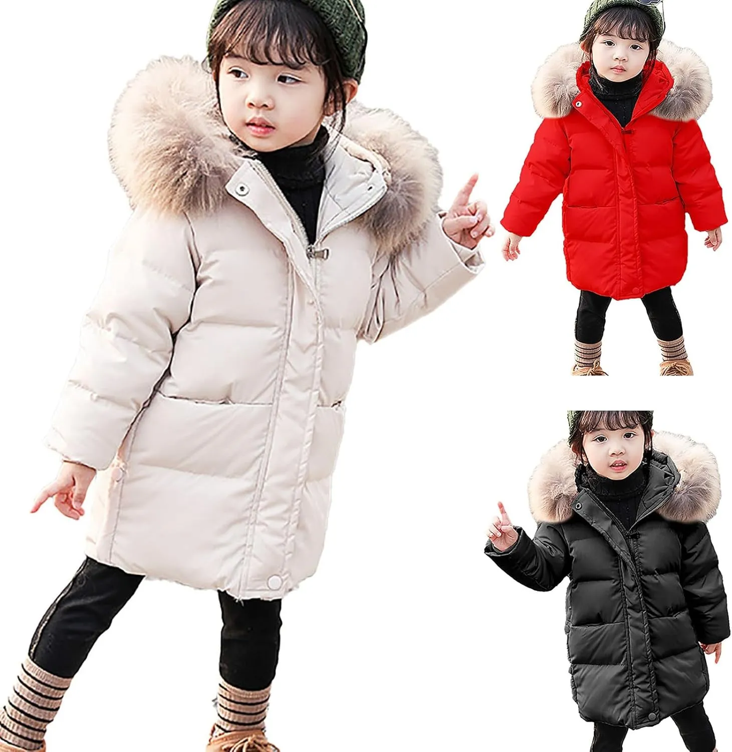 Baby Girls Boys Kids Down Jacket Coat Down Feather Winter Warm Hooded Puffer Jacket Todder Down Outerwear