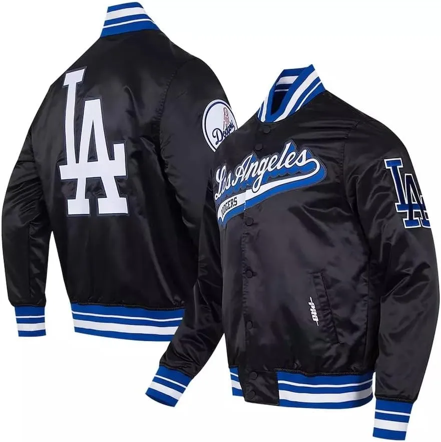 Baseball varsity jacket - LA blue and white letterman jacket for men.