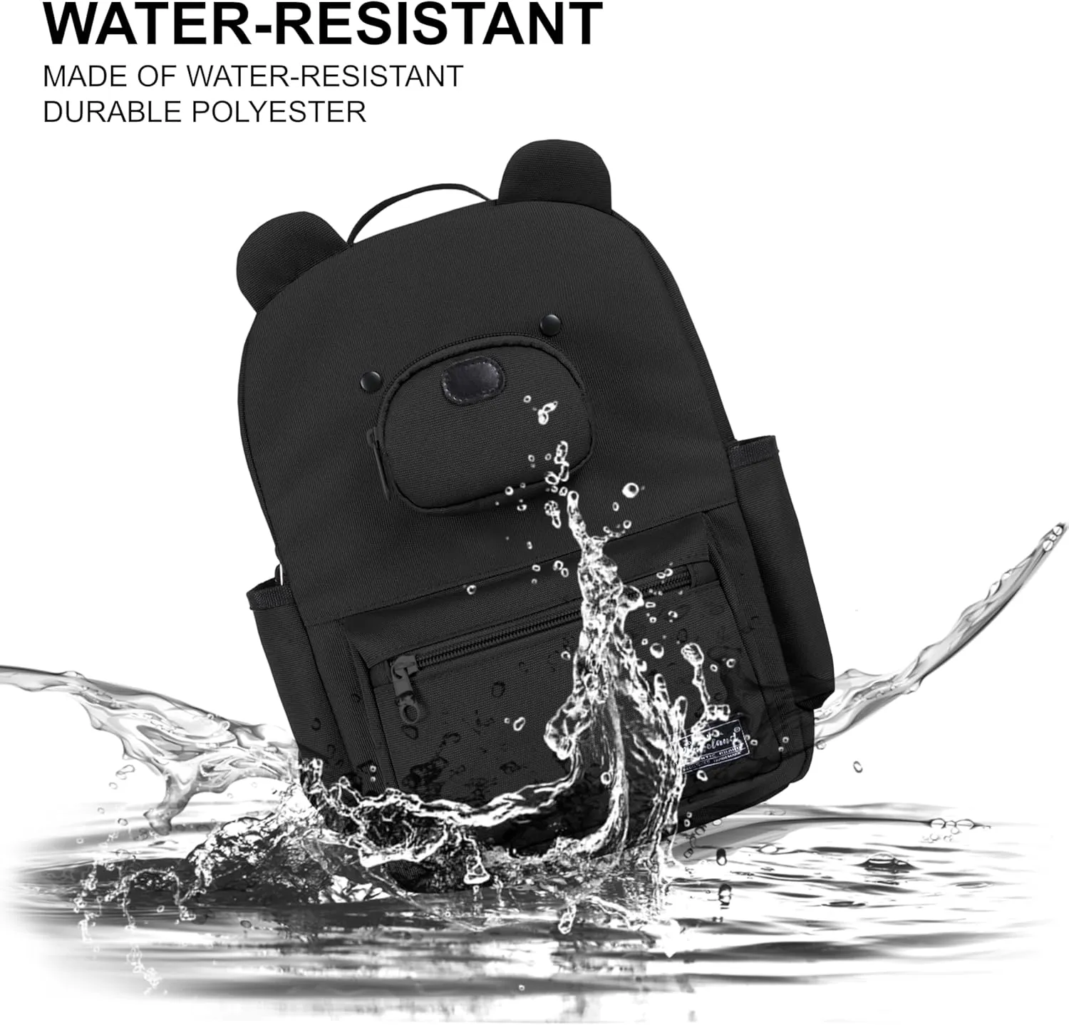 Bear Mini Daily Backpack for Woman Teenagers with Tablet Sleeve and Water Bottle Pocket, Lightweight Stylish Casual Daypack, Black