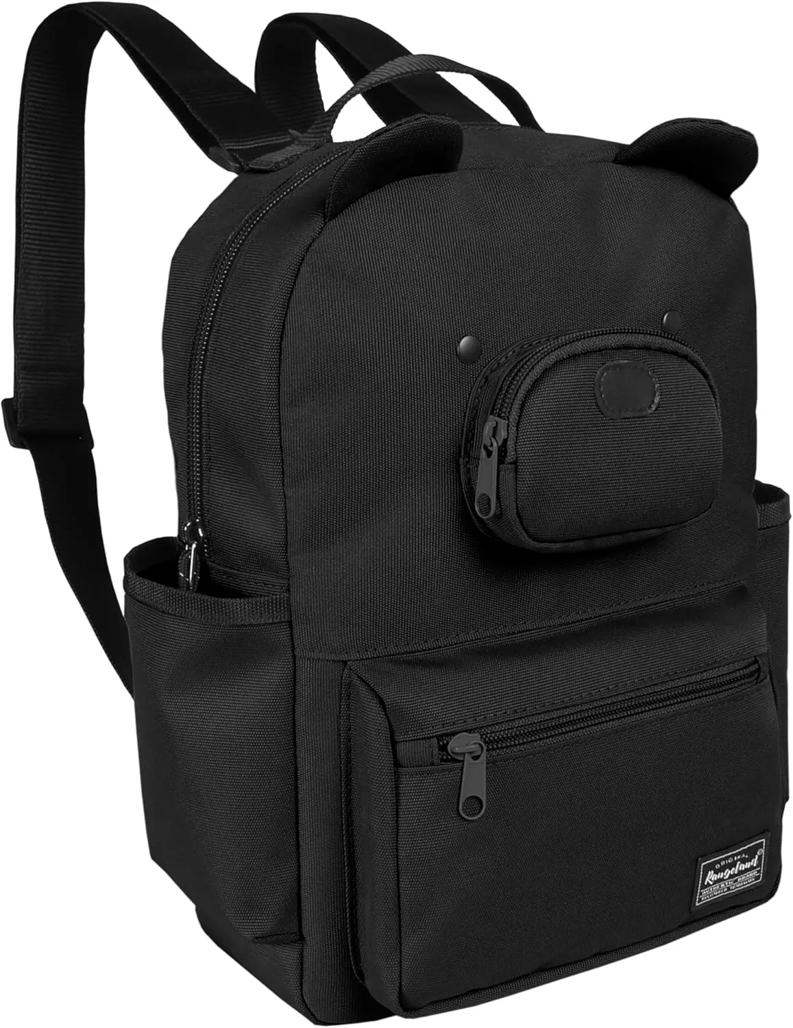 Bear Mini Daily Backpack for Woman Teenagers with Tablet Sleeve and Water Bottle Pocket, Lightweight Stylish Casual Daypack, Black