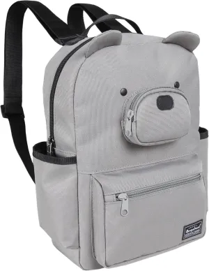 Bear Mini Daily Backpack for Woman Teenagers with Tablet Sleeve and Water Bottle Pocket, Lightweight Stylish Casual Daypack, Grey