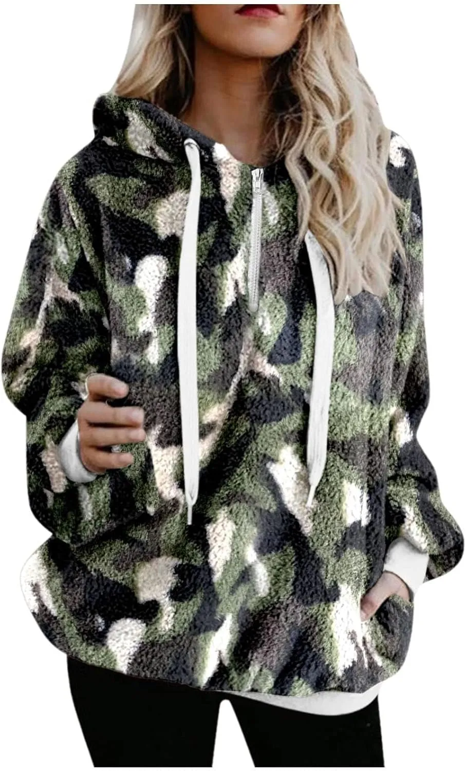 Bengbobar Women Western Sherpa Pullover Quarter Zip Long Sleeve Fluffy Aztec Fleece Jacket Sweatshirts Hoodies Coat Sweaters