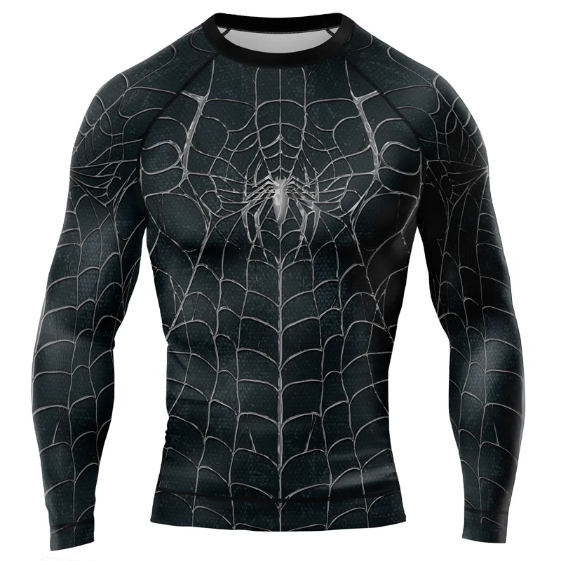 Black Spider's Web Trap Men's Long Sleeve Rash Guard