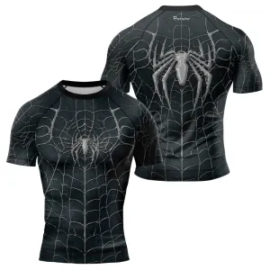 Black Spider's Web Trap Men's Short Sleeve Rash Guard