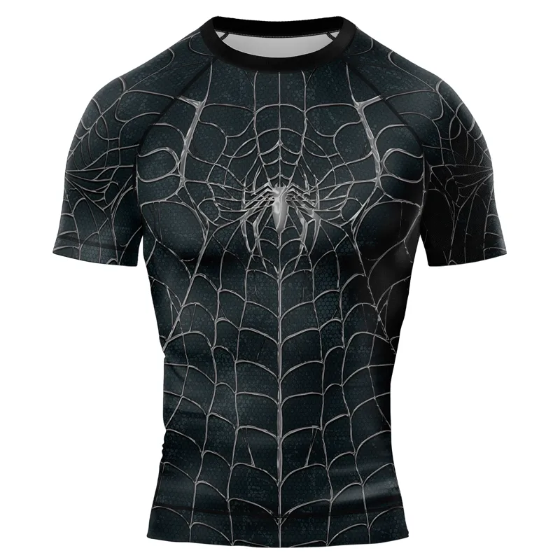 Black Spider's Web Trap Men's Short Sleeve Rash Guard