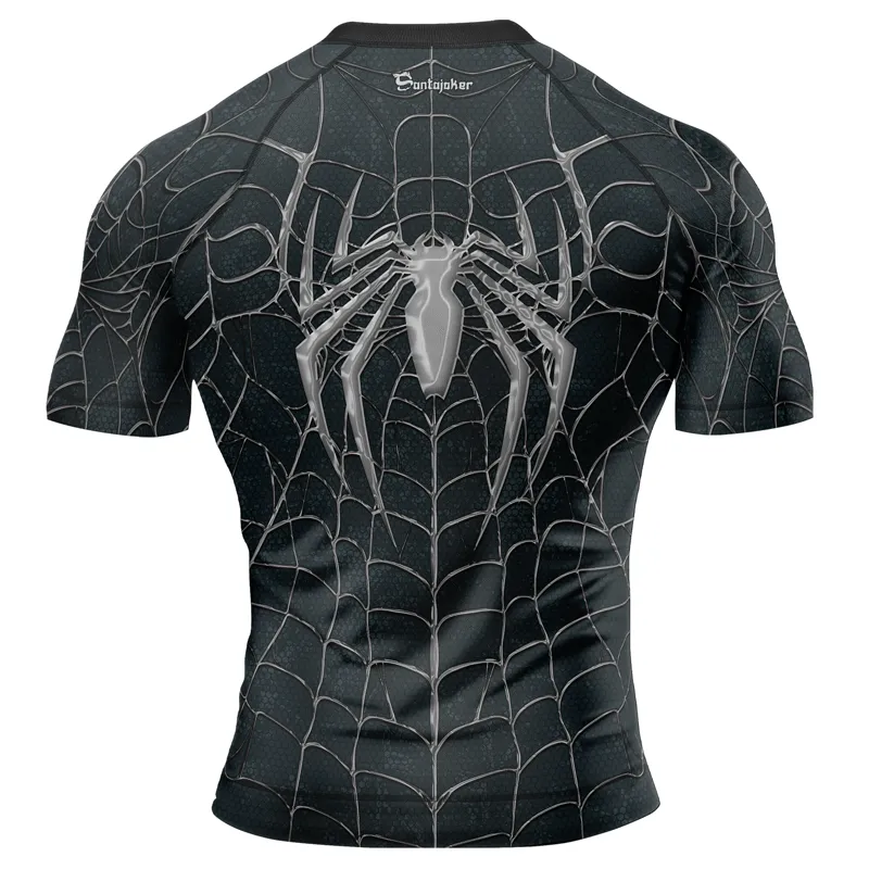 Black Spider's Web Trap Men's Short Sleeve Rash Guard