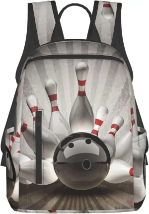 Bowling Ball Sport Vintage Stylish Casual Backpack Bag For Women Multipurpose Laptop Backpacks Computer Daypack For Men Picnic Travel Hiking