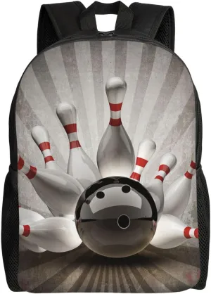 Bowling Ball Sport Vintage Stylish Casual Backpack For Women Personalized Laptop Backpacks With Pockets Computer Daypack For Work Business Travel