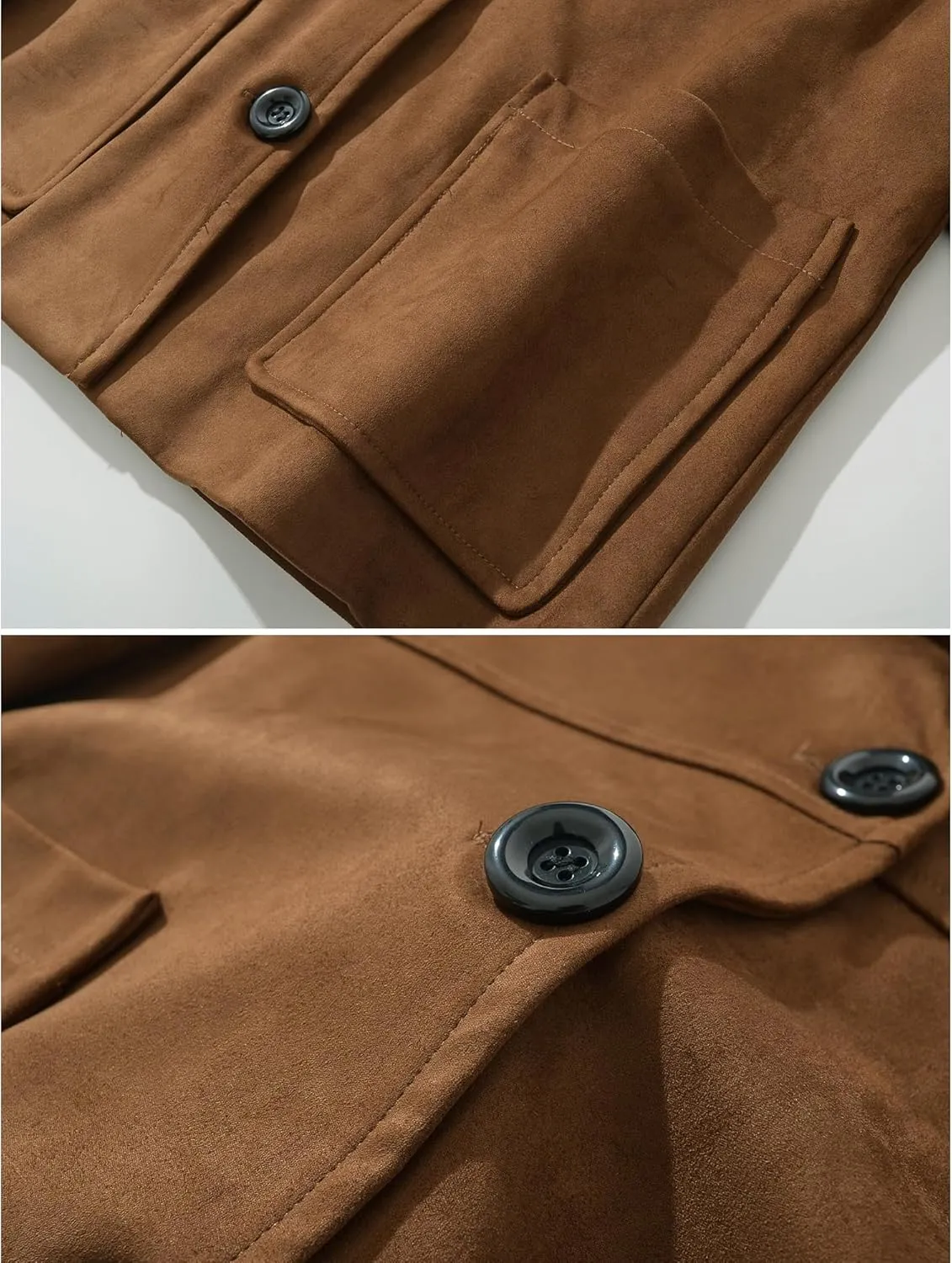 Brown Faux Leather Cropped Jacket Women Bomber Jacket Suede Jacket Y2k Outerwear Crop Blazers