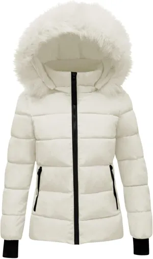 Ceboyel Womens Warm Winter Puffer Coats 2024 Trendy Hooded Jackets Thicken Down Coat With Hood Fur Lightweight