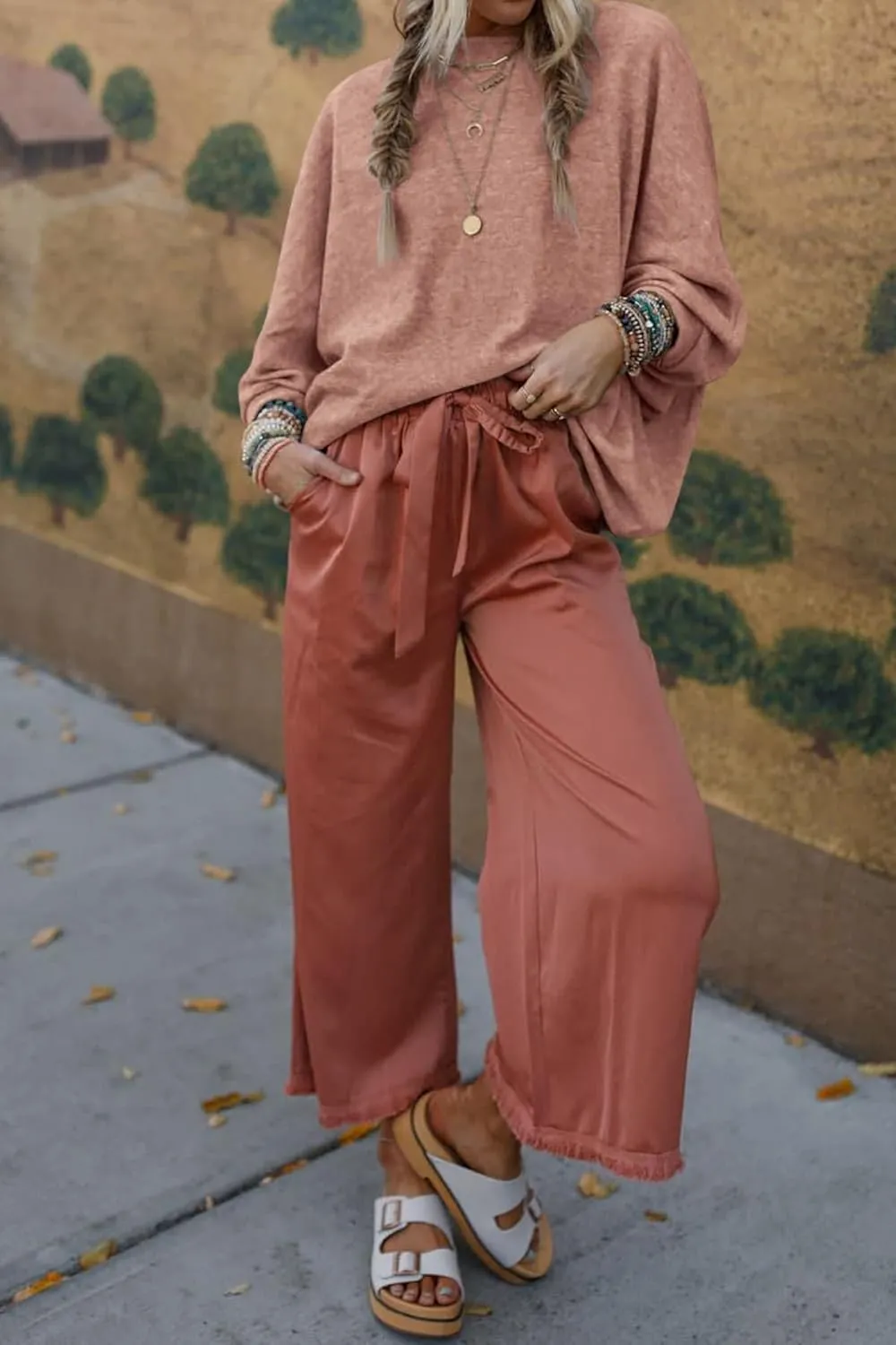 CFLONGE Fall Sweaters for Women 2024 Casual Pullover Off The Shoulder Sweater Batwing Long Sleeve Sweatshirt Knit Jumper Tops