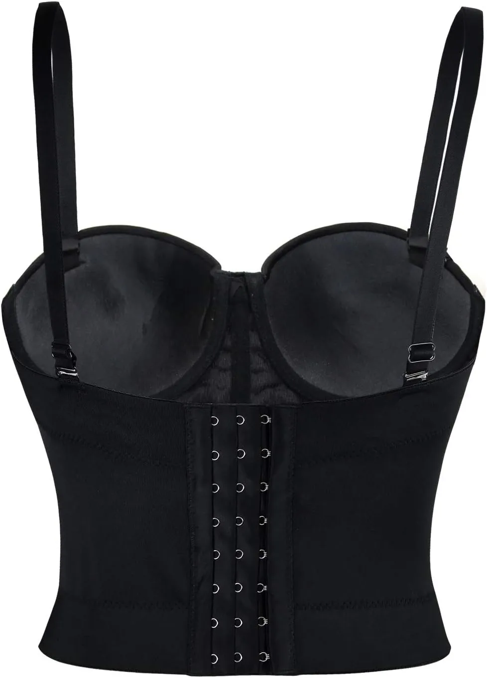 Charmian Women's Spaghetti Straps PU Leather Bustier Crop Top