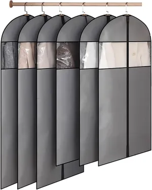 Clear Window Garment BagGarment Bags for Hanging Clothes, Non-Woven Zippered Garmet Bagfor Coats, Sweaters, Travel Closet Organization