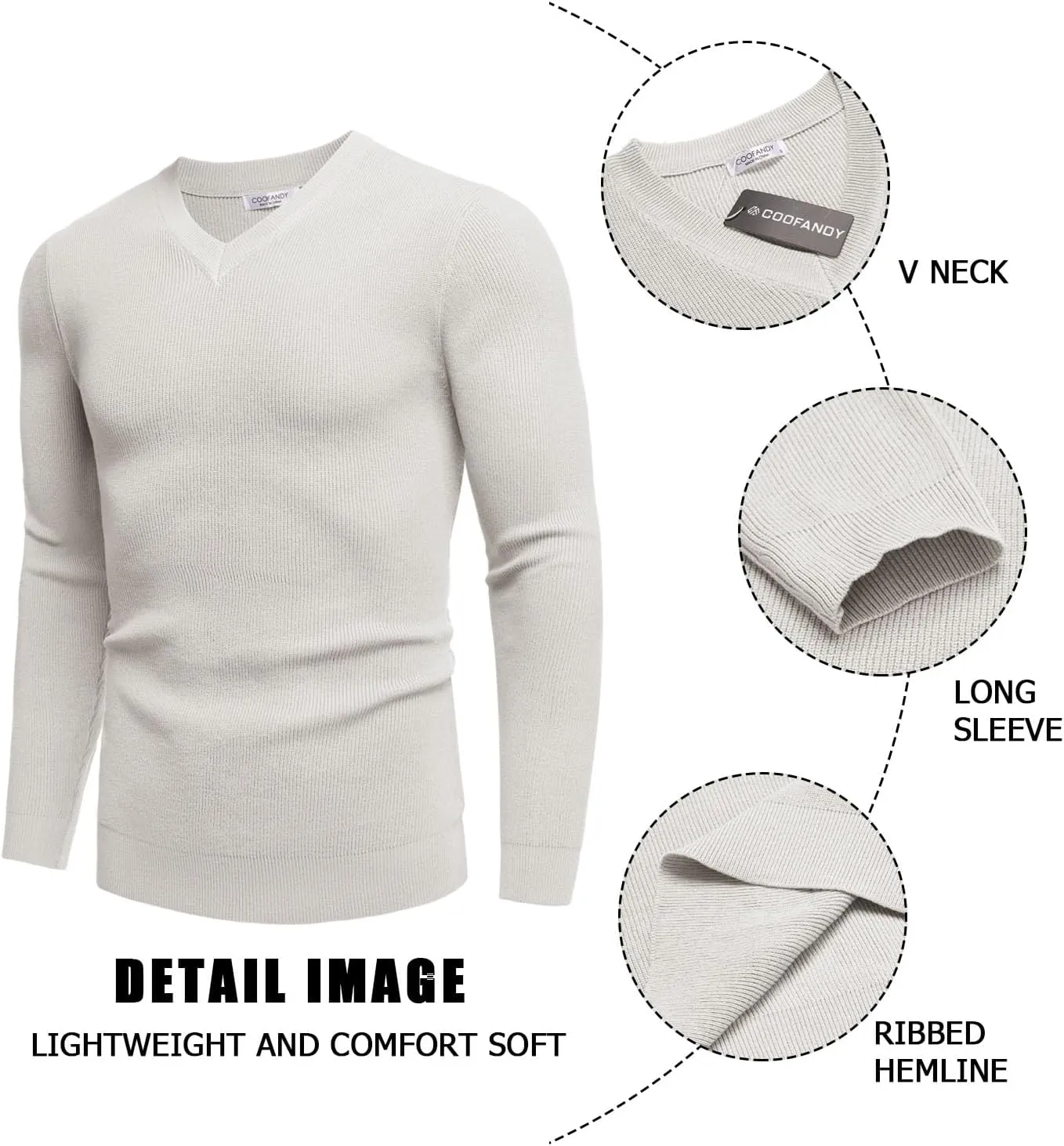 COOFANDY Men V Neck Dress Sweater Knit Long Sleeve Casual Slim Fit Pullover Sweater