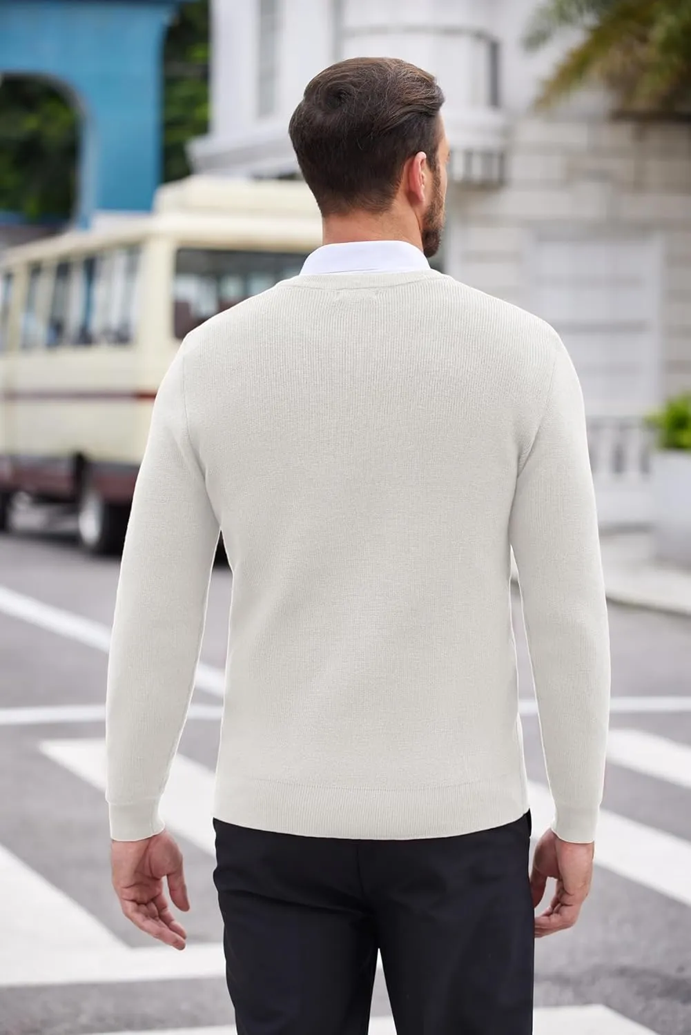 COOFANDY Men V Neck Dress Sweater Knit Long Sleeve Casual Slim Fit Pullover Sweater