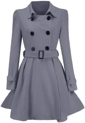 cooki Winter Coats Womens 2024 Fashion Trench Coat Lapel Double Breasted Thick A Line Pea Coats Jacket with Pockets