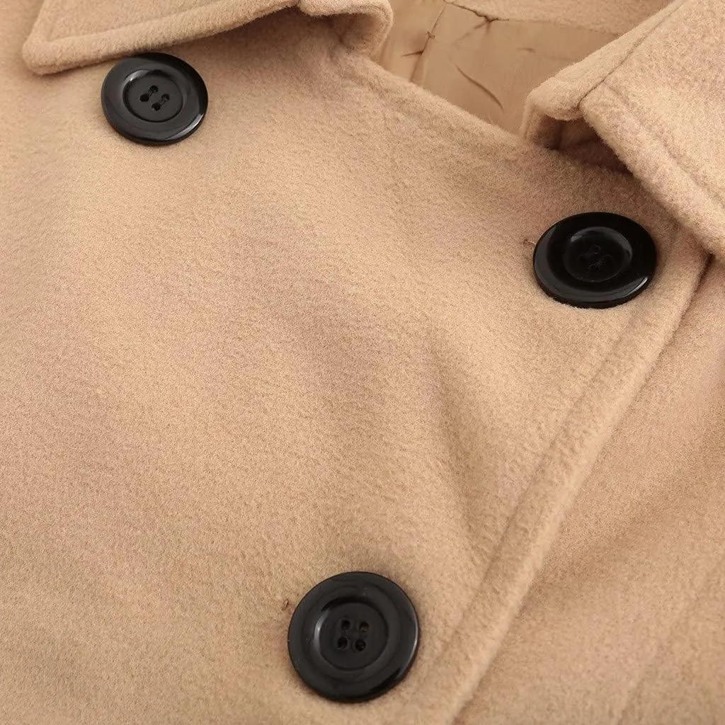 cooki Winter Coats Womens 2024 Fashion Trench Coat Lapel Double Breasted Thick A Line Pea Coats Jacket with Pockets