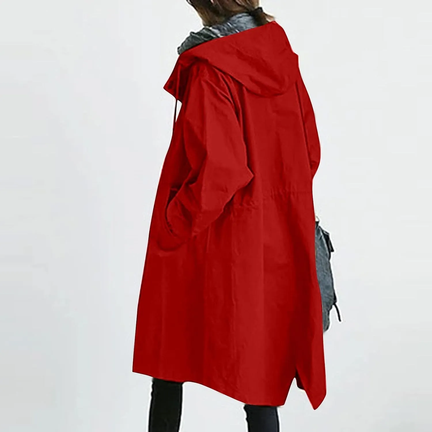 COTECRAM Winter Coats for Women Plus Size Casual Long Trench Coat Fashion Hood Windbreaker Jackets Outerwear with Pockets