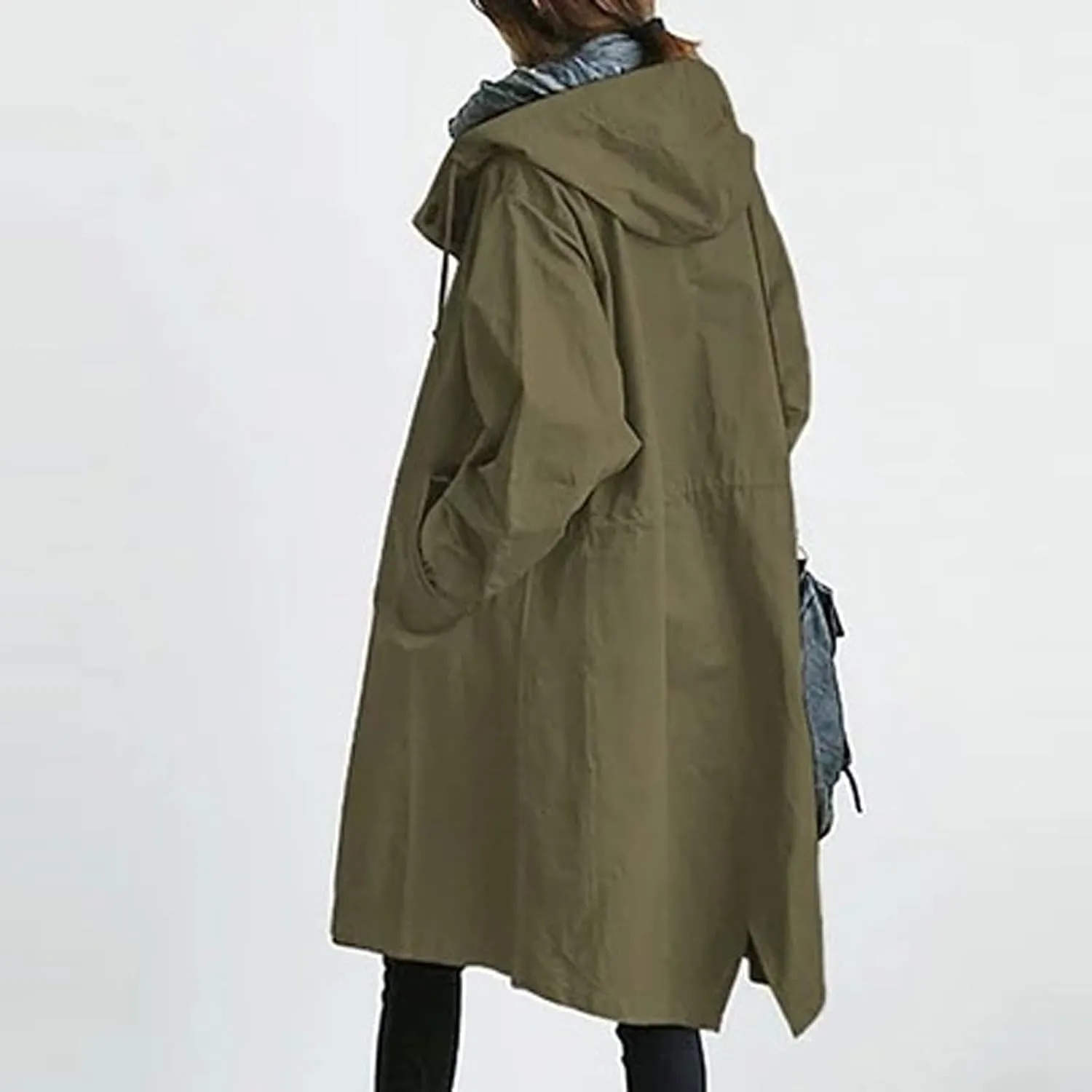 COTECRAM Winter Coats for Women Plus Size Casual Long Trench Coat Fashion Hood Windbreaker Jackets Outerwear with Pockets