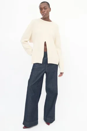 Cream Knit Cutout & Tie Sweater