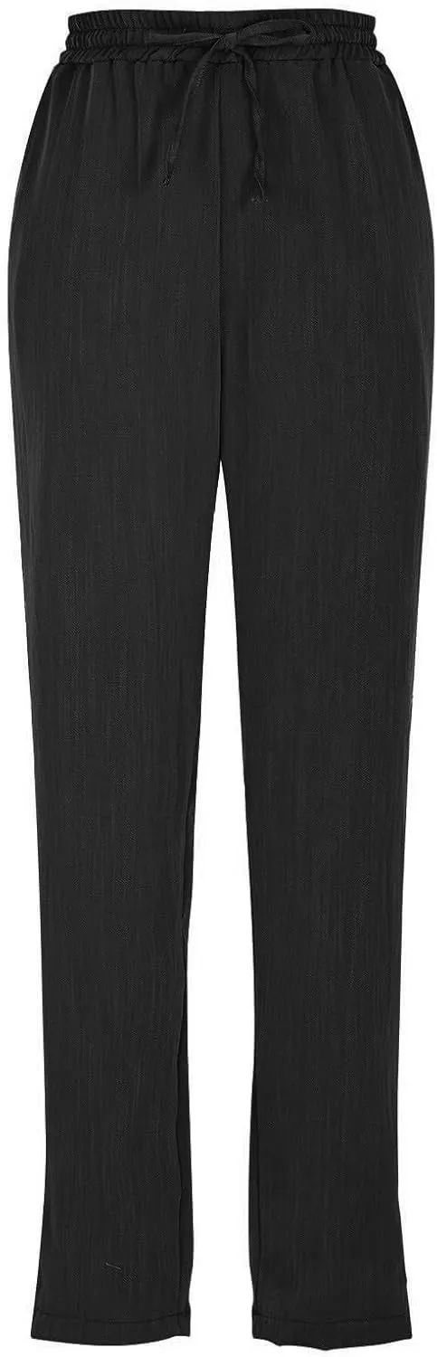 Cropped Linen Pants Women High Waist Wide Leg Casual Palazzo Pant with Pockets Beach Crop Trousers Summer Outfits