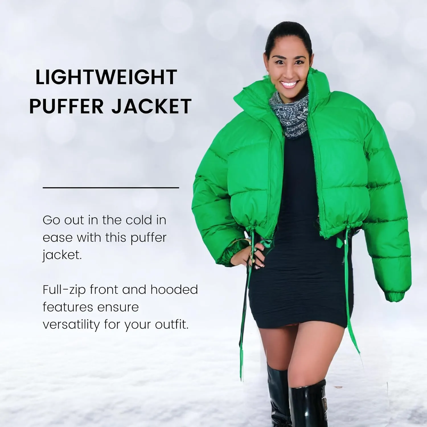 Cropped Puffer Jackets for Women - Women's Puffer Coat with Stand Collar- Cute Fashion Short Crop Puffy