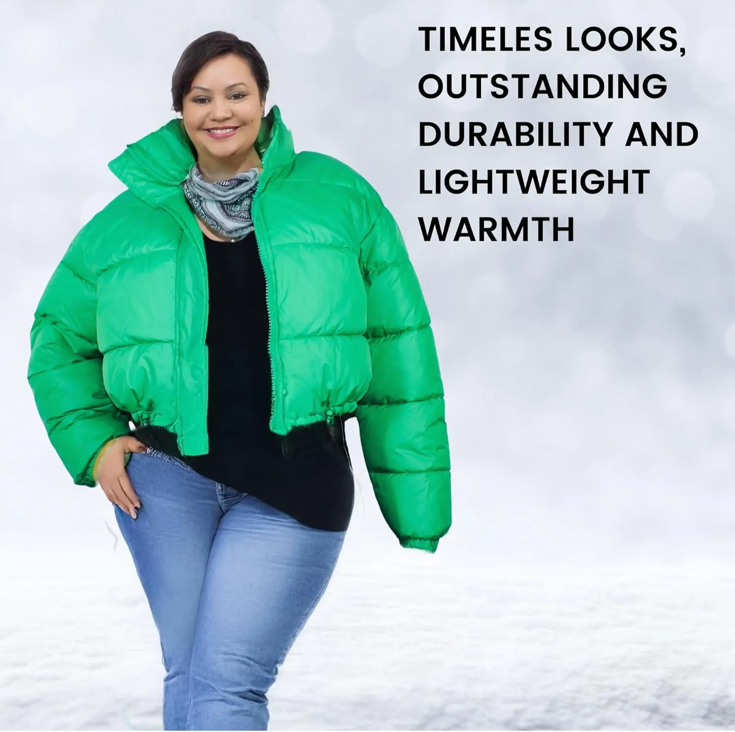 Cropped Puffer Jackets for Women - Women's Puffer Coat with Stand Collar- Cute Fashion Short Crop Puffy