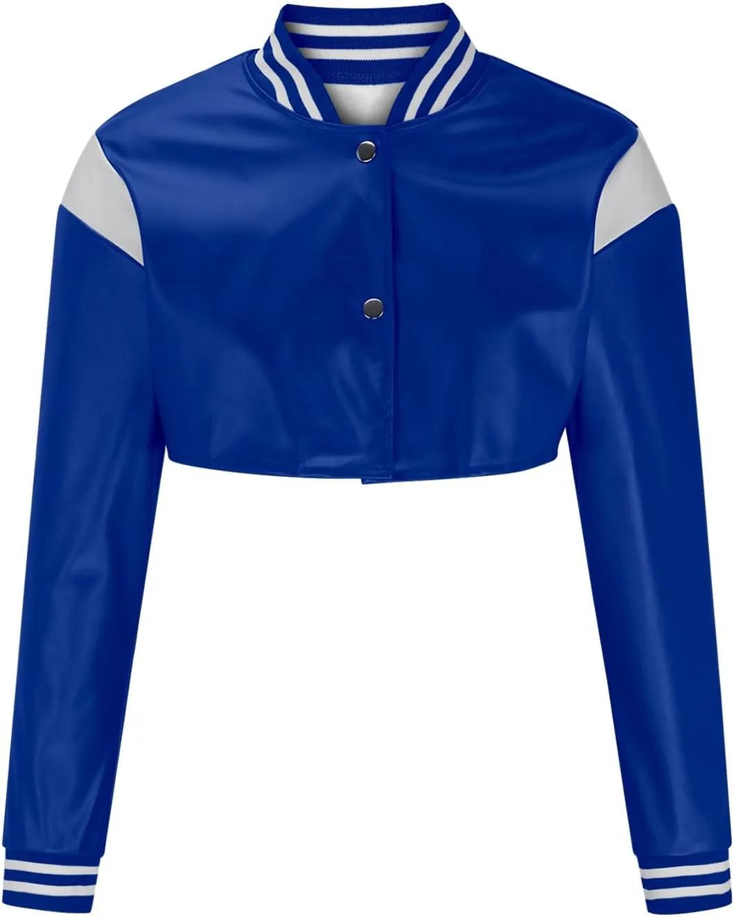 Dademeo Women's Bomber Jackets Leather Button Casual Cropped Baseball Jacket Fashion Motorcycle Jacket Short Varsity Outwear