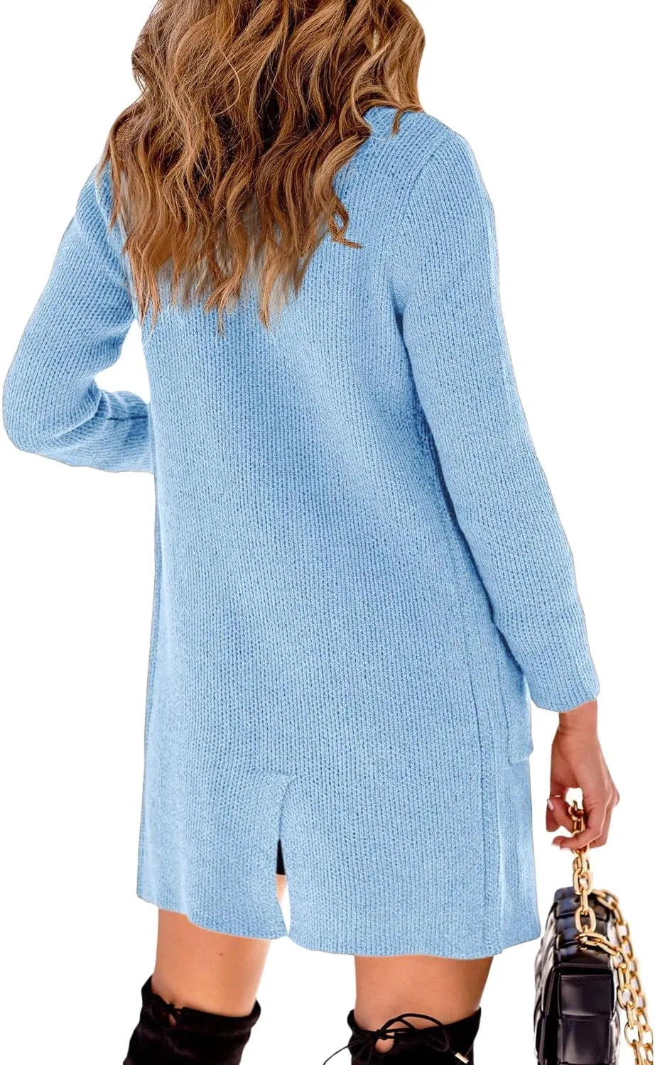 Danedvi Women Open Front Lapel Collar Cardigan Button Down Long Sweaters Cardigan Solid Outerwear Coats