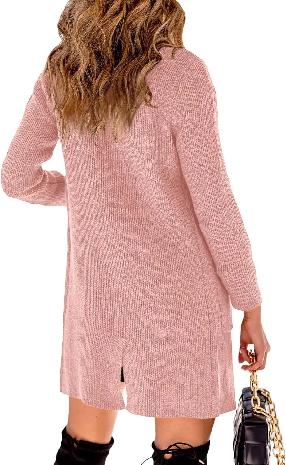 Danedvi Women Open Front Lapel Collar Cardigan Button Down Long Sweaters Cardigan Solid Outerwear Coats