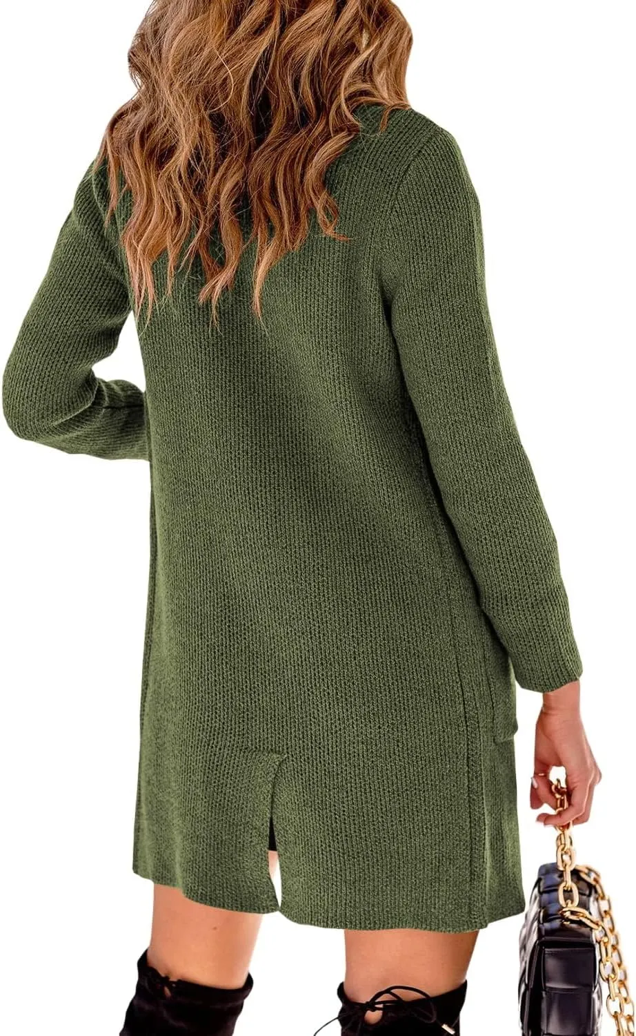 Danedvi Women Open Front Lapel Collar Cardigan Button Down Long Sweaters Cardigan Solid Outerwear Coats