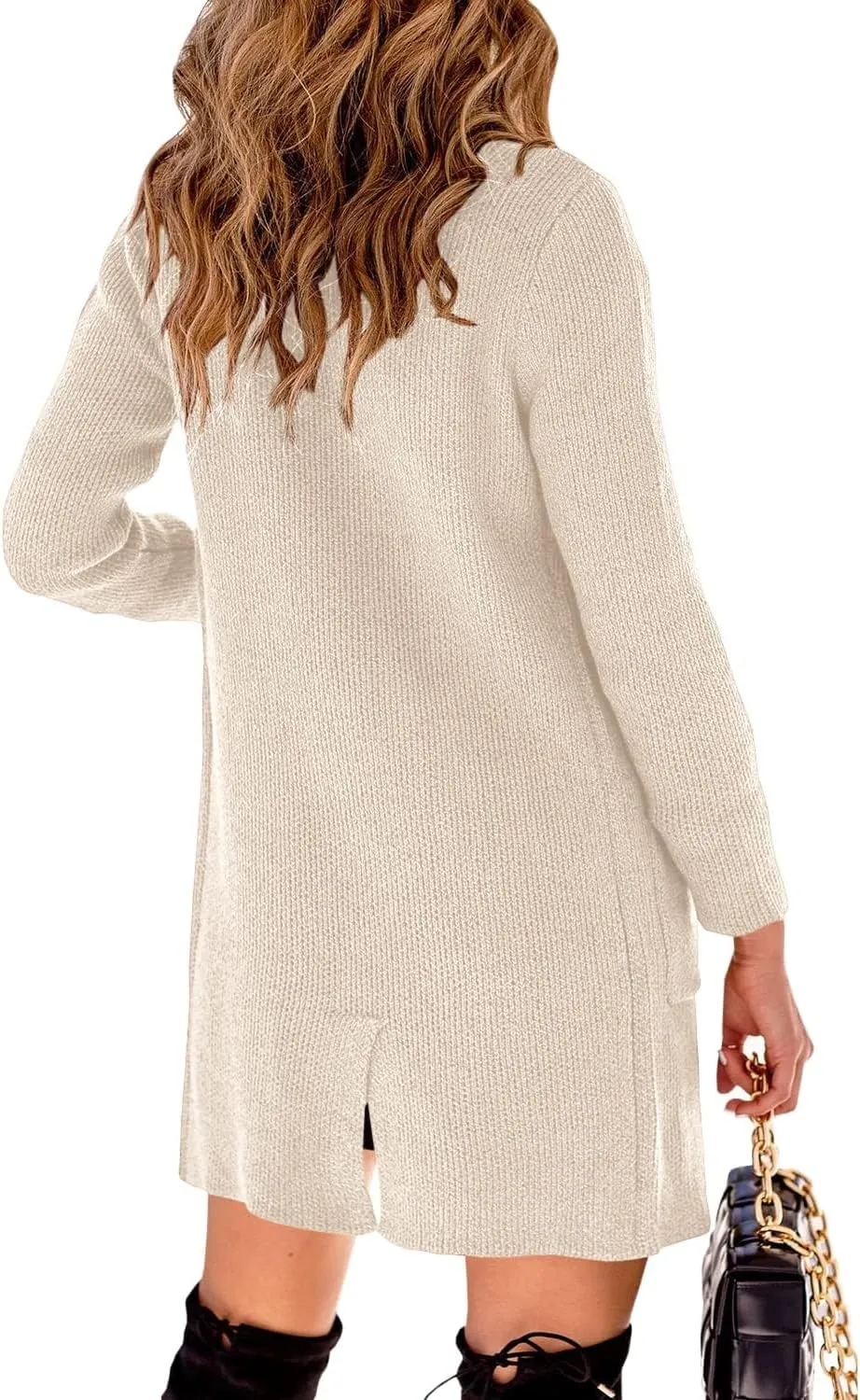 Danedvi Women Open Front Lapel Collar Cardigan Button Down Long Sweaters Cardigan Solid Outerwear Coats